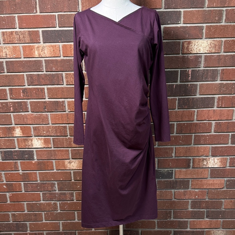 Maggie’s Organics Cotton Eggplant Ruched Crossover Dress Size XL